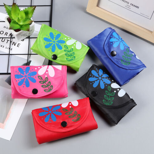 Eco Reusable Grocery Shopping Bag Button Closure Oxford Cloth Foldable Tote Bags - Picture 6 of 20
