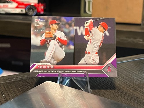 Shohei Ohtani Leads In HR And BAA 2023 MLB TOPPS NOW Card 445 Purple /25