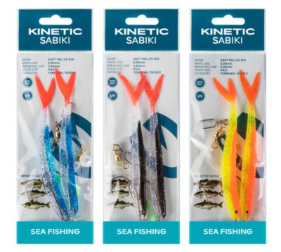 Kinetic Sabiki Soft Tail UV Rig Gummifisch-Vorfach Haken 8/0 Pilkvorfach Dorsch