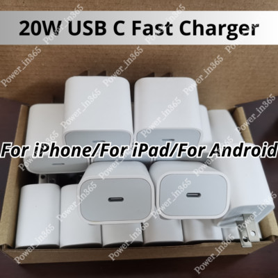 For Android iPhone iPad 20W USB Type C Power Adapter Fast Charger Cube Block Lot