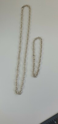 Sterling Silber Halskette und Armband Set ~ Infinity Glieder 27,6 g, N68