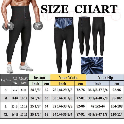 Men Fitness Sweat Waist Trainer Body Shaper Trousers Slimming Long Pants Corset - Picture 2 of 28