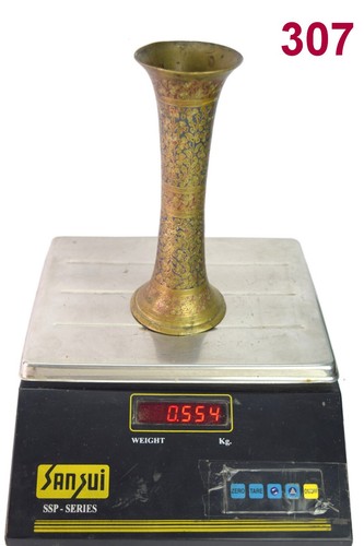 Antique Theme Decoration Rare Brass Enamel Work Flower Vase (Guldasta). G7-1030 - Picture 9 of 9