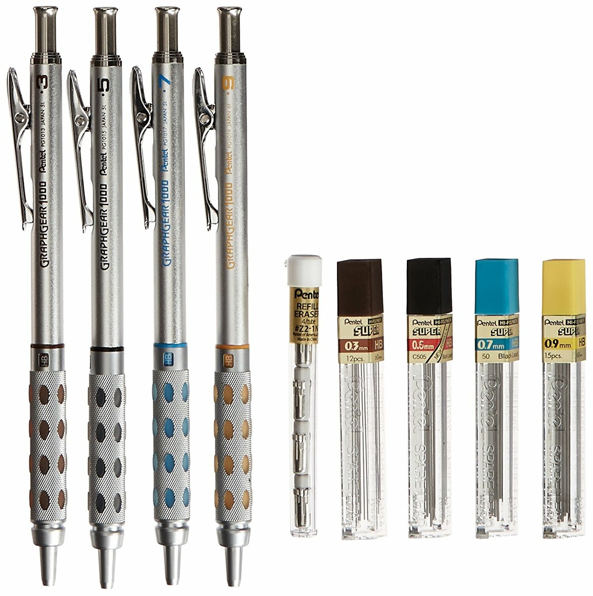 Pentel GraphGear 1000 Mechanical Pencil Set, 4 Each of Pencils