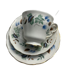 Colclough Bone China Trio Linden White Blue
