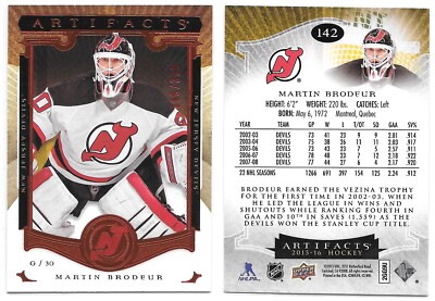 15/16 Artifacts: Martin Brodeur Ruby Parallel Card #'d /399 (#142) !