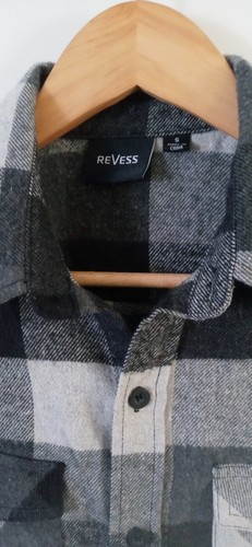 ReVess Men's Black & Grey Plaid Shirt Size S - Picture 3 of 4
