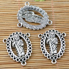 6pcs tibetan silver tone religious portrait connector EF1592