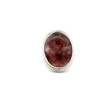 Sterling Silver Agate Ring Size 6.75 -Stone 15 x 19 mm