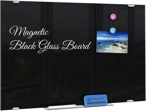 Black Dry Erase Board Magnetic Tempered Glass Bulletin Board For Office/Wall