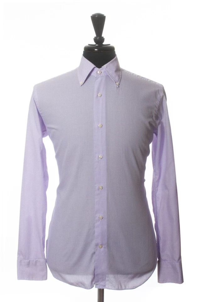 Truzzi Lilac Check Button Down Dress Shirt 29534 Foto 2 de 3