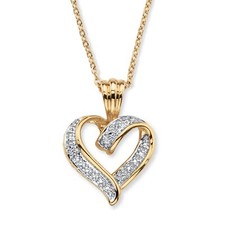 Diamond Accent Pave-Style 18k Gold-Plated Heart Pendant Necklace 18"