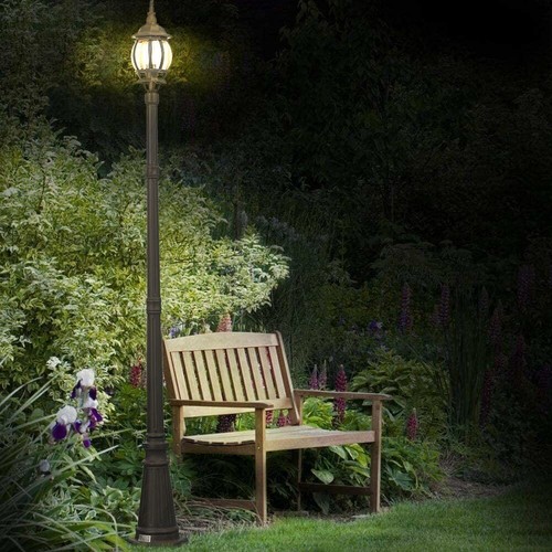 Lampione Vittoriano Classico da Giardino Lampada Esterno Alluminio 202 cm Ottone - Foto 2 di 5