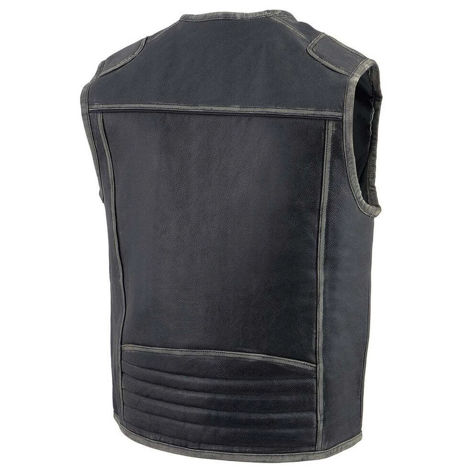 Milwaukee Leather 3536 Men's Distressed Grey Leather Motorcycle Rider Vest - Image 2 of 4