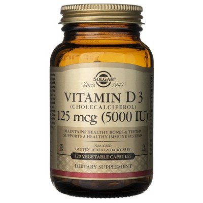 Solgar Vitamin D3 (5000 IU) 125 mcg, 120 Kapseln