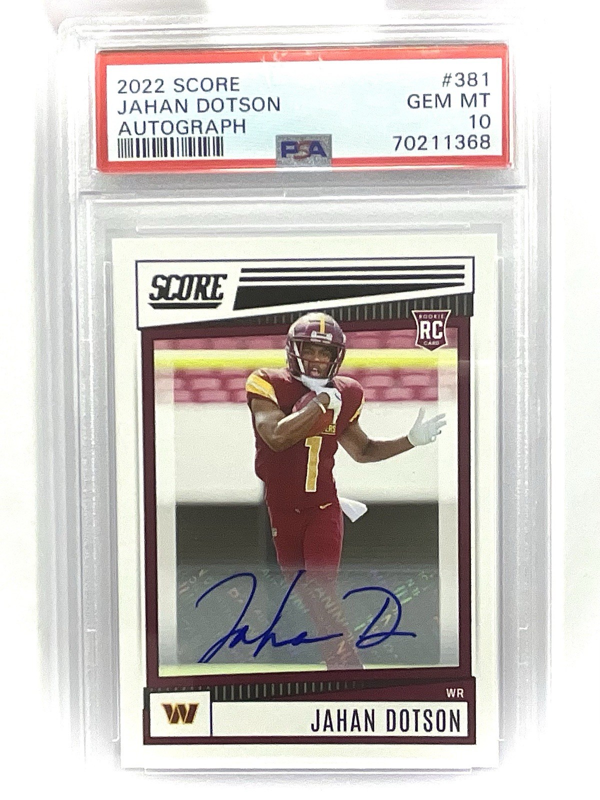 2022 PANINI SCORE AUTO #381 JAHAN DOTSON PSA 10