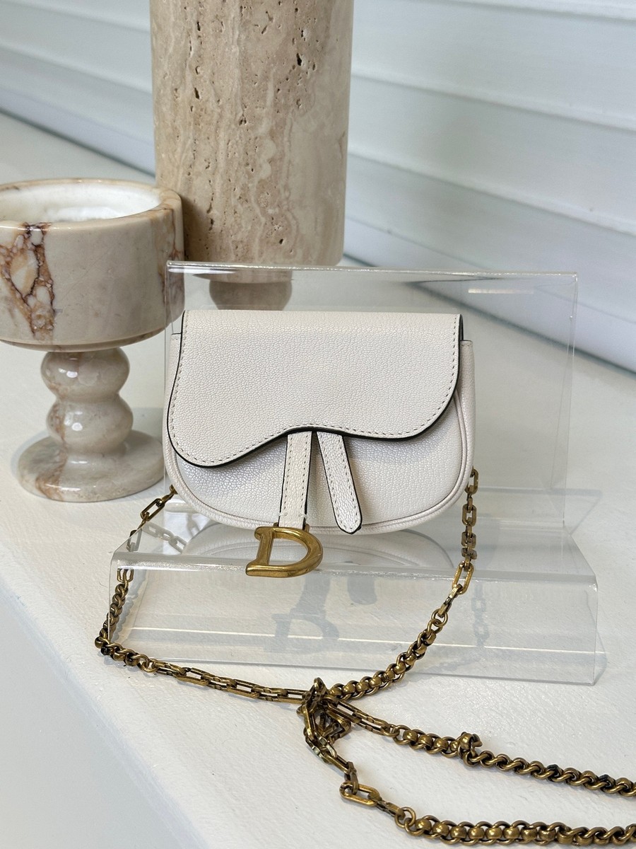 ☆ヴィンテージ☆DiorSaddleBag ホワイト Dior Saddle Bag Mini Flap Crossbody Bag White Leather [Duties Paid