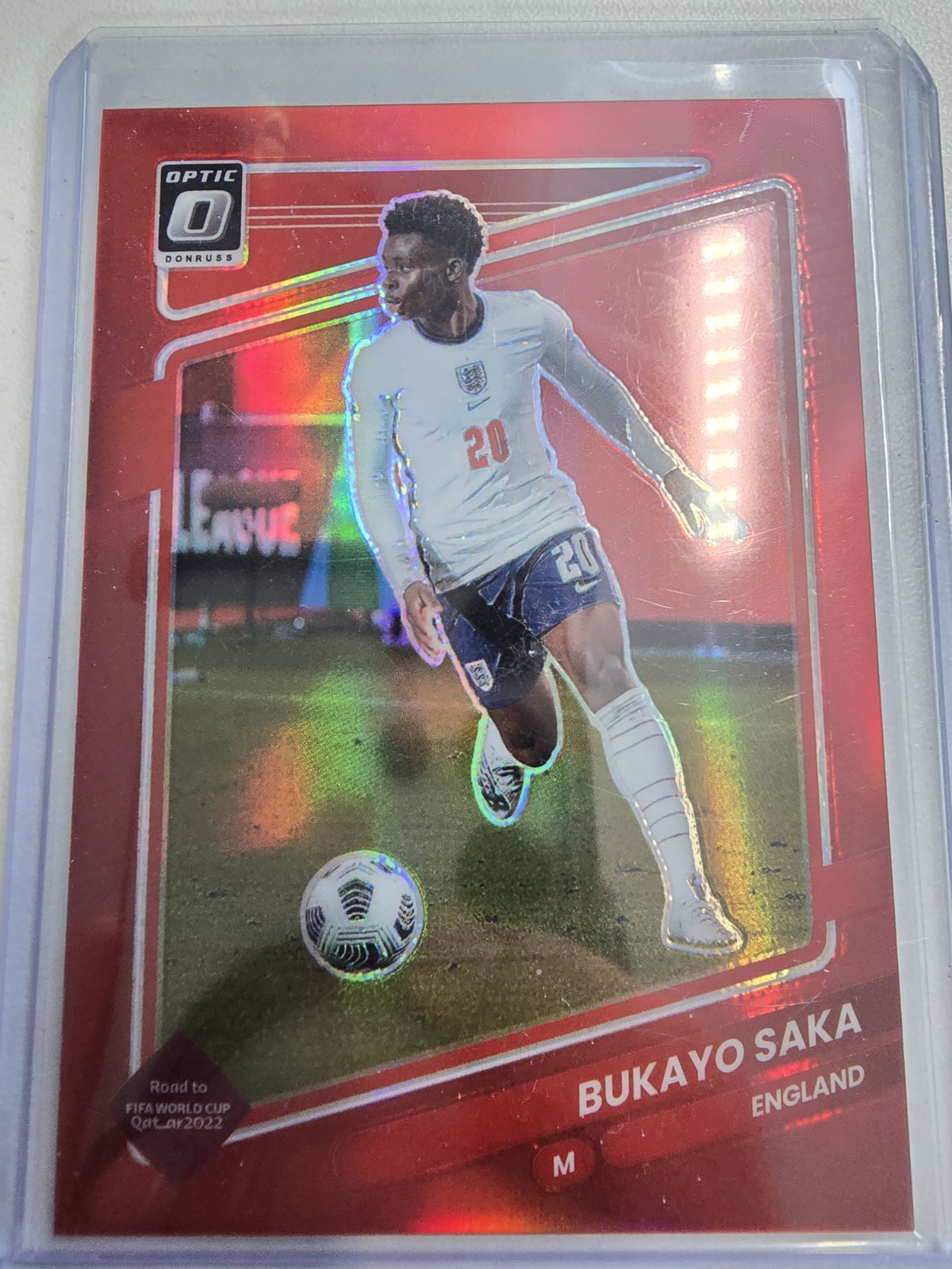2021-22 Panini Donruss Road to Qatar - Bukayo Saka #54 Optic Red Prizm /149