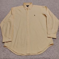 Vintage Ralph Lauren Shirt Mens 16 34/35 Yellow Flesh Pony Yarmouth Oxford Logo