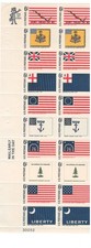 #1345-54 1968 6-cent  Historic Flags  se-tenant block of 20 with plate# MNH