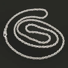 925 Solid Sterling Silver Rope Chain Necklace 2.7mm Italy 24” Gift