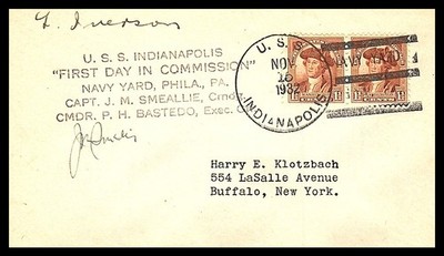 USS INDIANAPOLIS CA-35 FIRST DAY IN COMMISSION NOV 15 1932 PHILADELPHIA PA ESCI