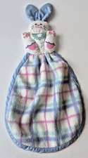 Vtg 1996 Fisher Price Blue Pink Plaid Cuddle Bunny Baby Security Lovey Rare