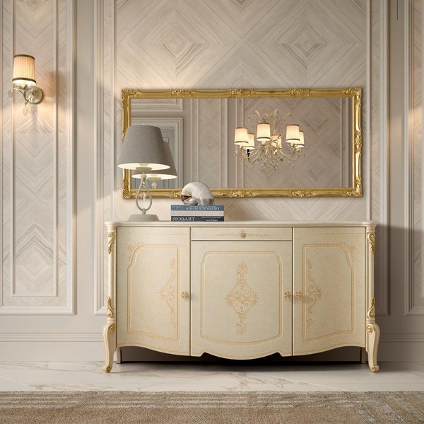 Sideboard Spiegel Anrichte Sideboard Holz Design MöBel Stil Kommode Set 2Tlg.-image