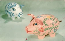 MISS HAMCRAFT, U.S. Choice piggy bank, National Handcraft Institute, Postcard