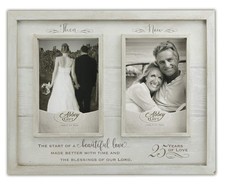 25th Anniversary Wood Photo Frame, 12 x 9.5-Inches, Holds 2 Then and Now Phot...