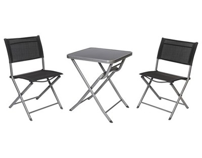 LIVARNO home Balkonset Houston Alu Gartenmöbel 3-tlg. Silber Grau Klappbar
