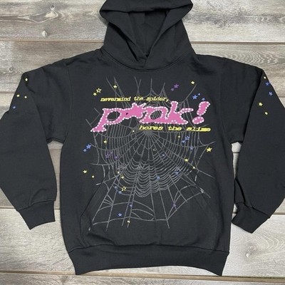 Sp5der Logo Pullover Hoodie Sweatshirt 'Black Pink'