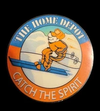 Home Depot Catch The Spirit Winter Festive Skiing Holiday Ski Vintage Pin