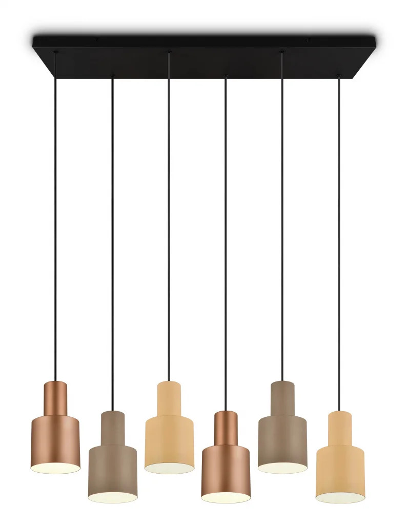 Ceiling Light Black Agudo 6 Bar Matt Taupe Fawn & Coffee Trio 319400617