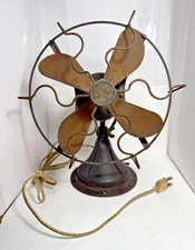 Vintage Antique Star Rite 4 Brass Blade Electric Metal Fan 10" Diameter