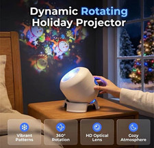 LED USB Rotating Projector Lamp Adjustable Base, Multicolor Holiday Christmas