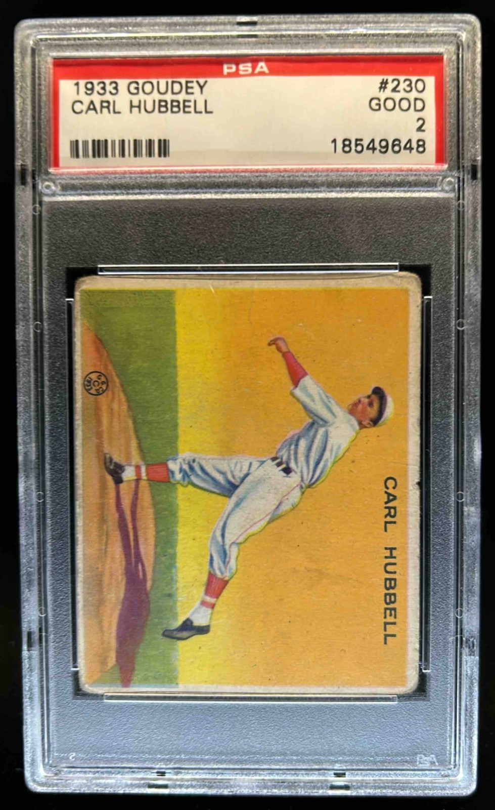 1933 Goudey (R319) Carl Hubbell Rookie RC #230 Giants PSA 2