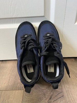 Navy Blue Chanel Sneakers Chanel Navy Suede Trainers Size 38 EU