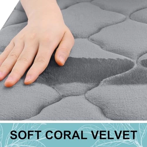  Alfombras de inodoro de espuma viscoelástica en forma de U 24x20, alfombra de contorno ultra suave de 24" x 20" gris Foto 3 de 4