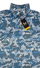 NWT Under Armour The Playoff Polo Medium Blue Hot Air Balloon Short Sleeve Golf
