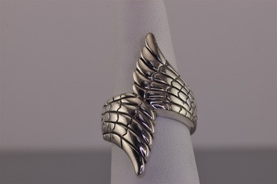 ATR Sterling Silver 35mm Defined Detail Angel Wings Bypass Band Ring 925 Sz: 7