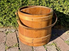 Vintage Wooden FIRKIN Magazine Sewing Basket Home Decor