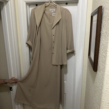 Mother Of The Bride Gown, Two Piece, Sheer Top With Slip Dress Pleaded Jacket