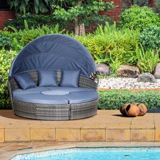 Outdoor PE Rattan Garden Furniture With Cushioned, Patio Wicker Conversation Fur