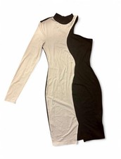 SEXY Solid Asymmetrical Neck Bodycon Dress Sz M New!