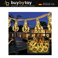 Solar Lichterkette AußEn 7,5M 16 Led GlüHbirnen Warmweiß Vintage Wetterfest