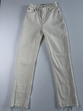 Abercrombie  Fitch Ankle Straight Ultra High Rise Jeans Womens 23 Cream Raw Hem
