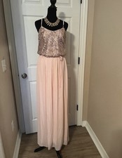 David s bridal blush pink sequin summer sundress Size 4 small Bridesmaid Wedding