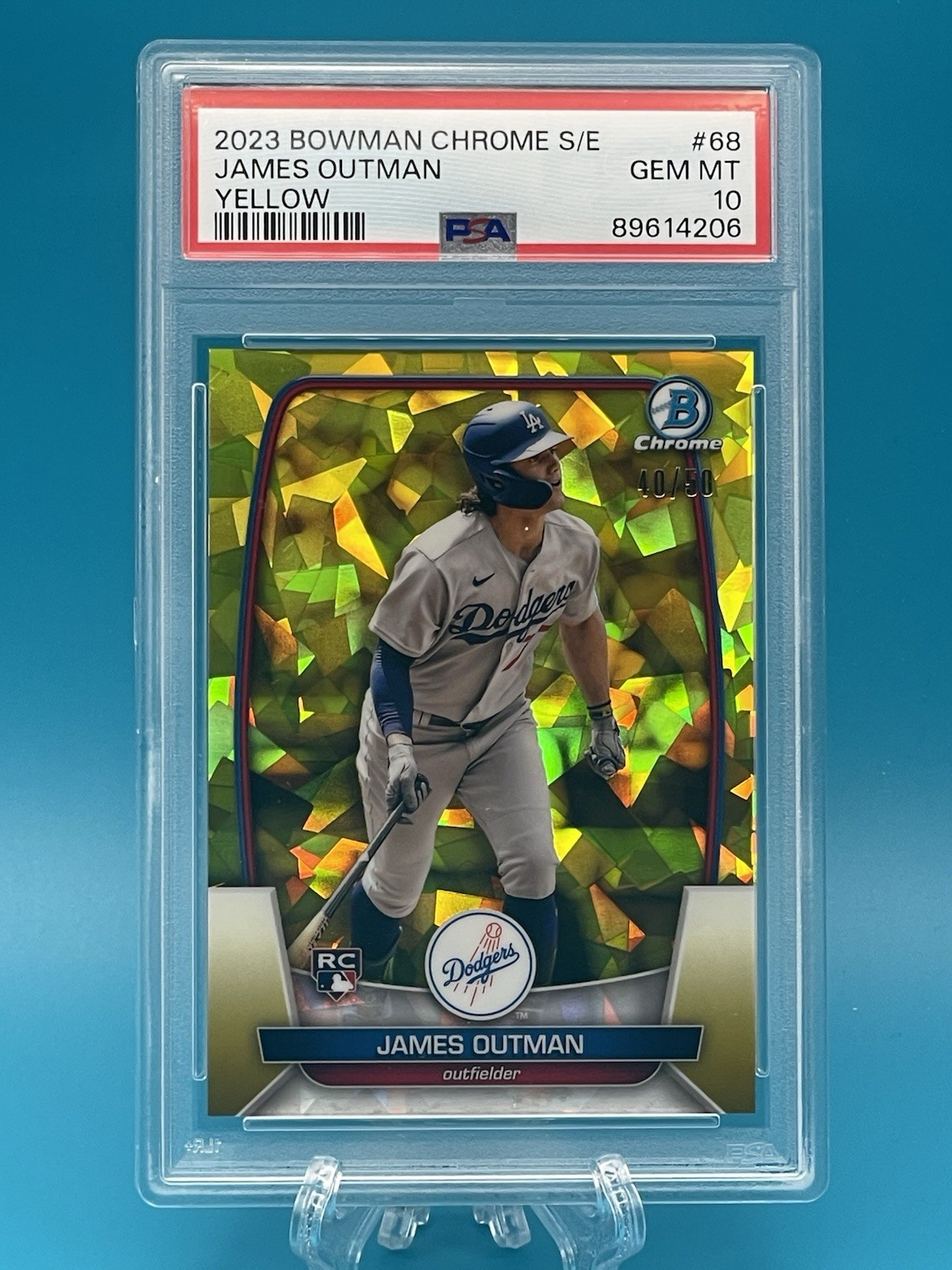 2023 Bowman Chrome Sapphire James Outman #68 Yellow Refractor /50 (RC) PSA 10
