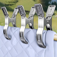 Metal Pool Cover Clips - 10 Pcs Large Beach Towel Chair Clips 5.5 Inch Stainless